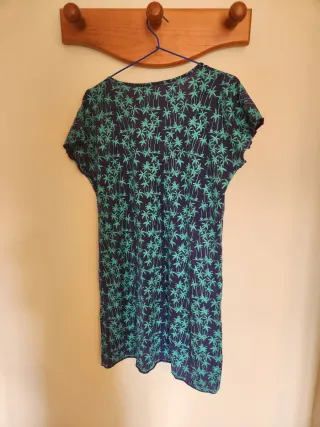 Vestido estampado palmeras azul y verde