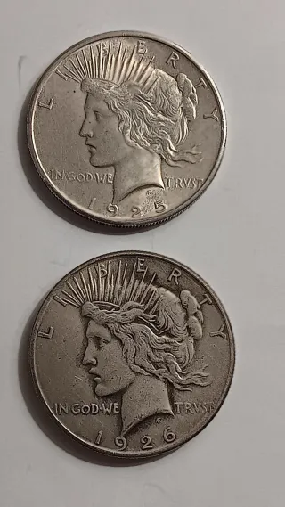 2 Dólares Paz Prata 900 - 1925 e 1926