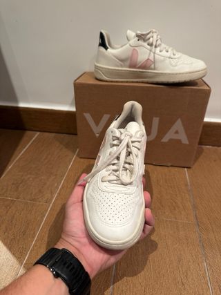 Zapatillas Trainers Veja V10 Talla 36 Rosa Blanco