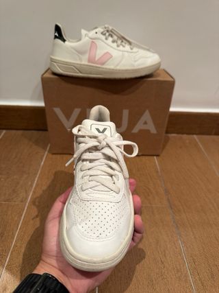 Zapatillas Trainers Veja V10 Talla 36 Rosa Blanco