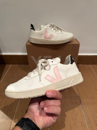 Zapatillas Trainers Veja V10 Talla 36 Rosa Blanco