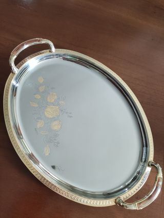 Vassoio Ovale Acciaio Inox 18/10 Decorato