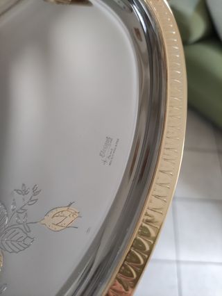 Vassoio Ovale Acciaio Inox 18/10 Decorato