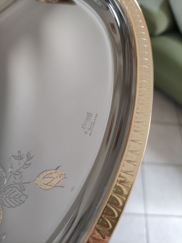 Vassoio Ovale Acciaio Inox 18/10 Decorato