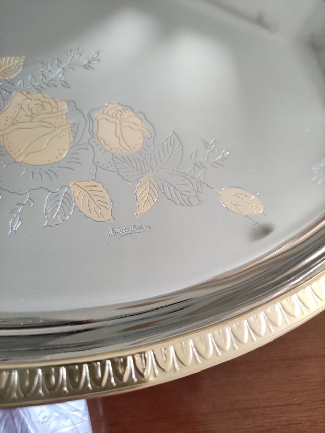 Vassoio Ovale Acciaio Inox 18/10 Decorato