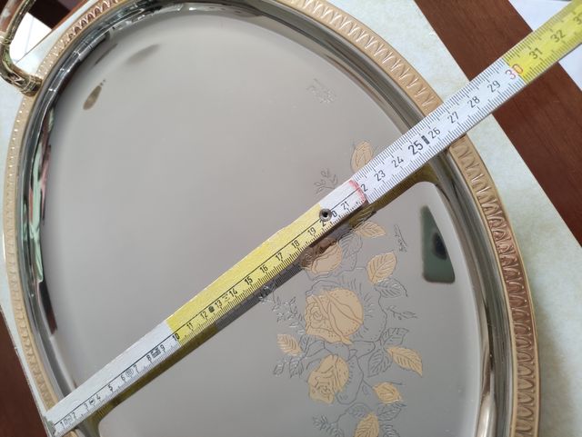 Vassoio Ovale Acciaio Inox 18/10 Decorato