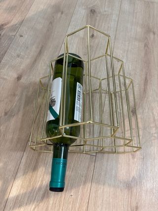 Botellero Metálico Dorado para 6 Botellas