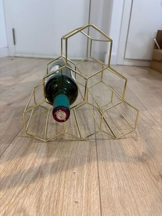 Botellero Metálico Dorado para 6 Botellas