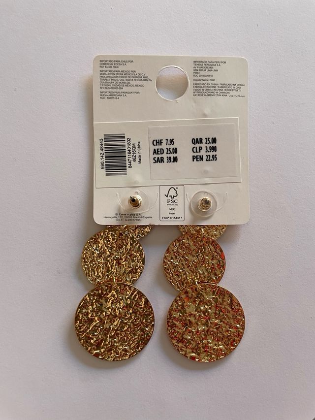 Pendientes Sfera Dorados Nuevos