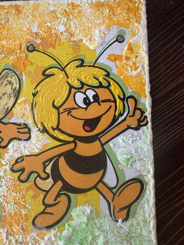 Quadro cameretta Ape Maia decorato legno