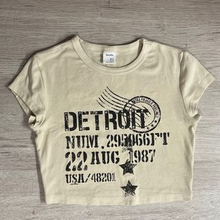 Camiseta Bershka Detroit Estampada Beige