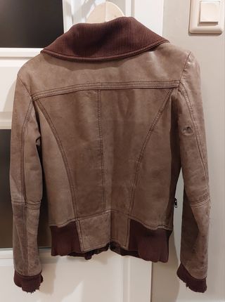 Chaqueta cuero piel marrón mujer Talla S