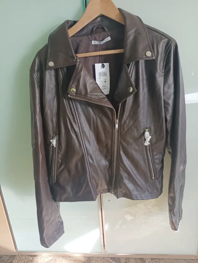 Cazadora polipiel marrón XL
