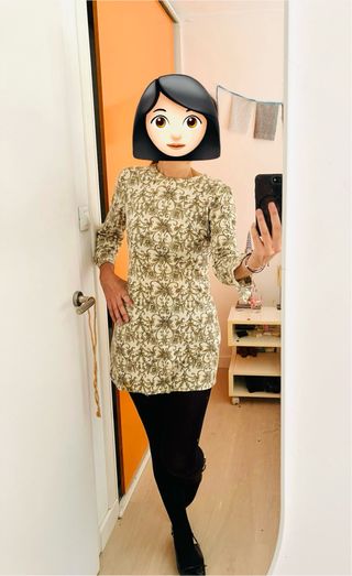 Vestido estampado manga larga años 60 talla m