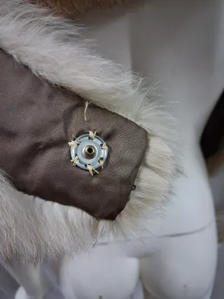 Stola scialle vera pelle beige marrone