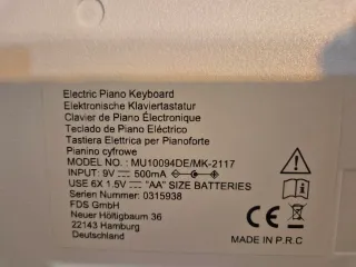 Teclado Piano Eléctrico MU10094DE/MK-2117