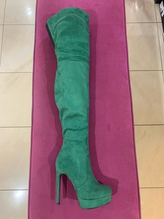 Stivali verdi plateau tacco alto