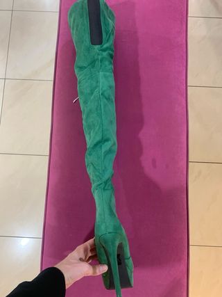 Stivali verdi plateau tacco alto