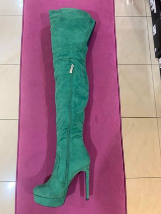 Stivali verdi plateau tacco alto