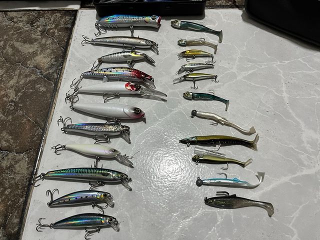 Carrete y señuelos pesca spinning carrete 2 salida