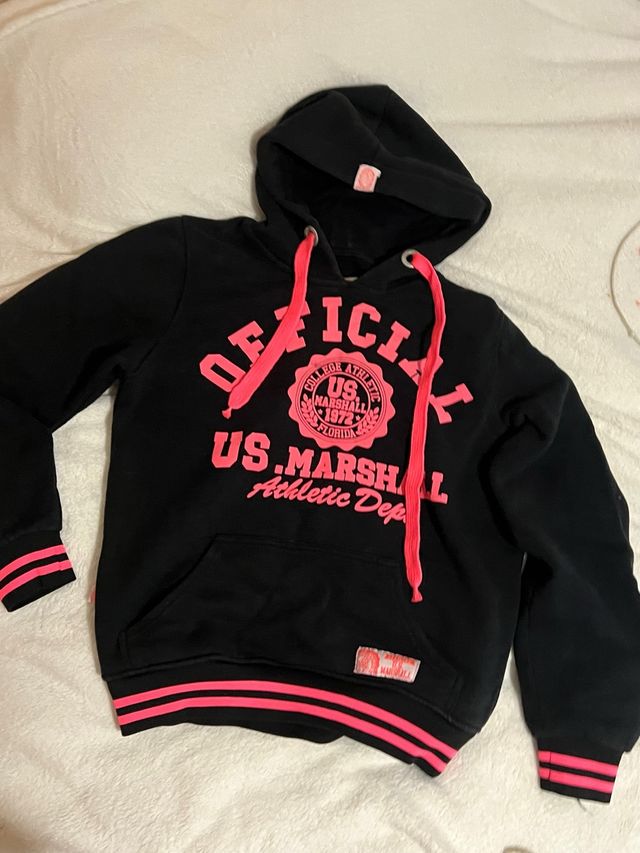 Sudadera US Marshall Negra y Rosa