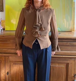 Camicetta Seta Vintage Marrone Sartoriale