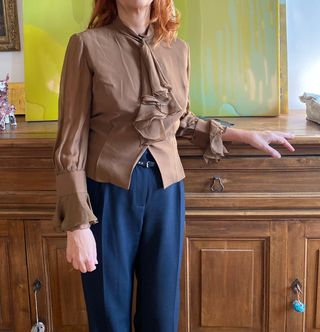 Camicetta Seta Vintage Marrone Sartoriale