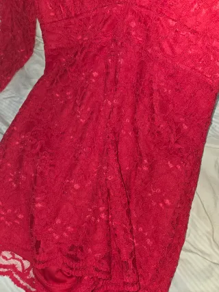 Mono Topshop rojo encaje manga larga