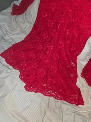 Mono Topshop rojo encaje manga larga
