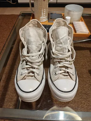 Zapatillas Converse Altas Beige/Blanco