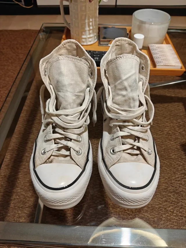 Zapatillas Converse Altas Beige/Blanco