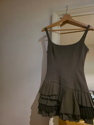 Vestido Zara tablas verde caqui