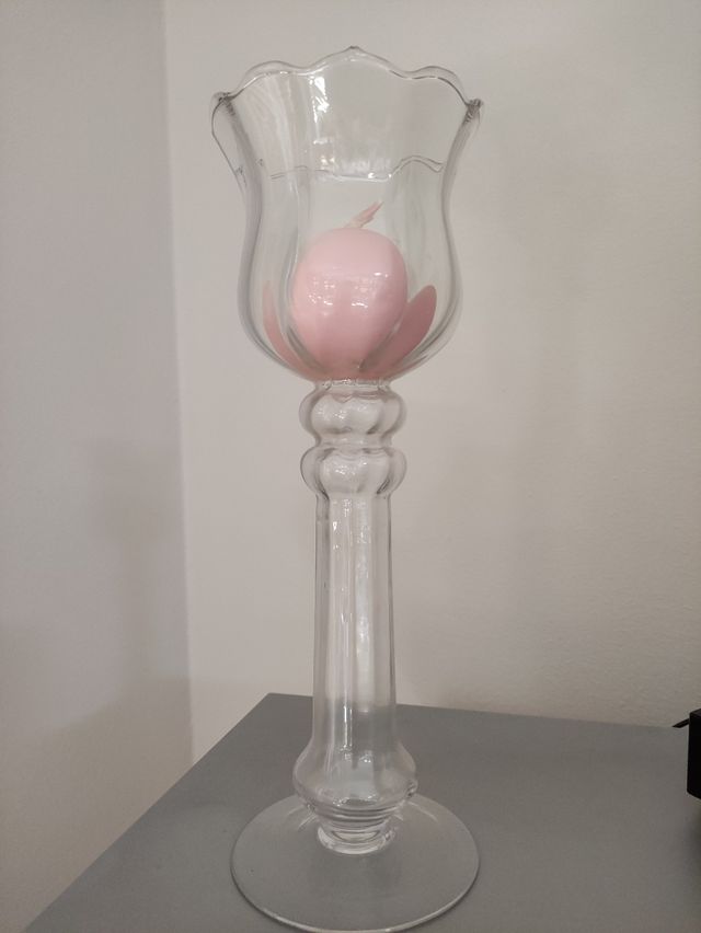 Portacandele in vetro trasparente