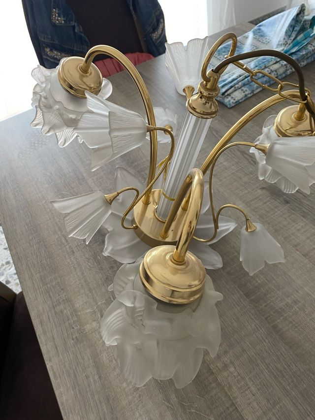 Lámpara Vintage Dorada Cristal