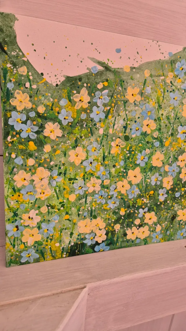 Quadro floreale dipinto a mano