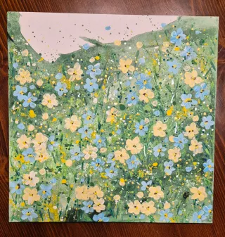 Quadro floreale dipinto a mano