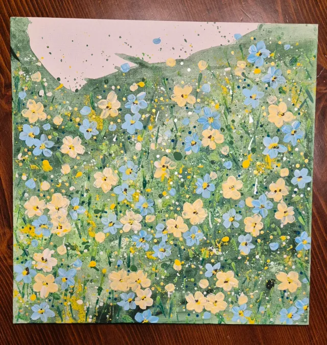 Quadro floreale dipinto a mano