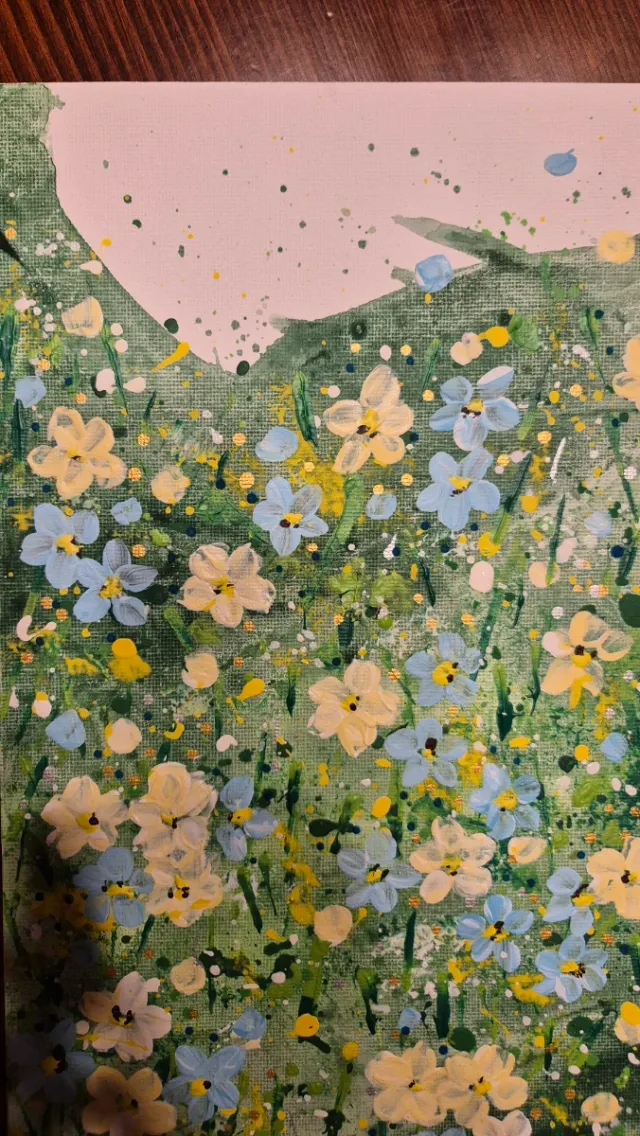 Quadro floreale dipinto a mano