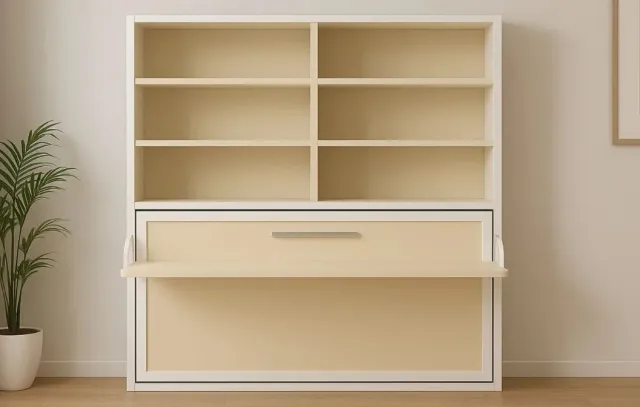 Cama Abatible con Librería y Escritorio