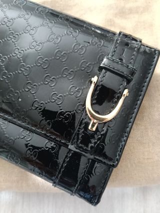 Portafogli Gucci Pelle Vernice Nera Donna
