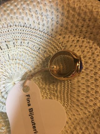 Anillo Corazón Piedra Azul Dorado Chevalier