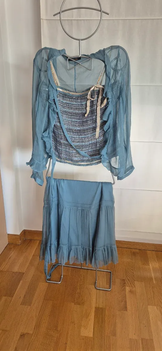 Vestido Tintoretto azul y multicolor