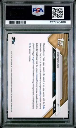 Cooper Flagg Rookie N°1 Draft PSA 10 Topps Now