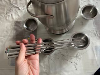 Set Fondue Acero Inoxidable y Cristal