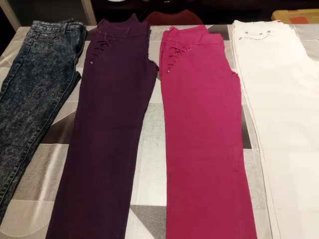 Pantalones mujer talla 42 morado y rosa