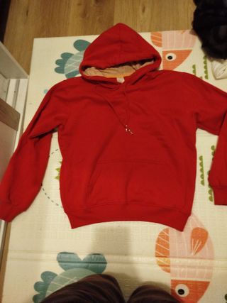Sudadera con capucha roja para niñ@