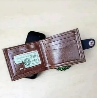 Cartera Hombre Broche Plateado Marrón