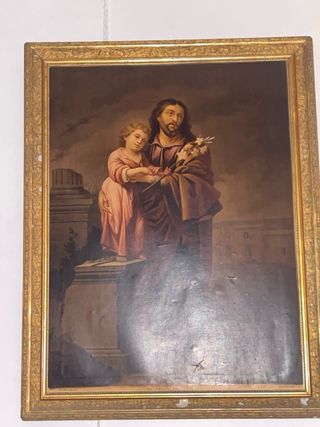 Cromolitografía de San José con el Niño