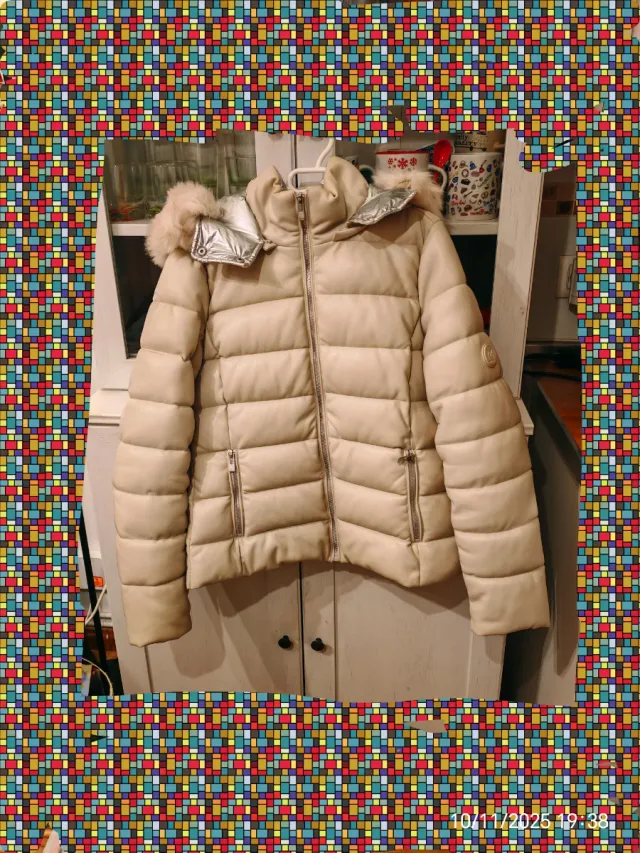 Plumífero Morgan beige/blanco efecto cuero Talla 3