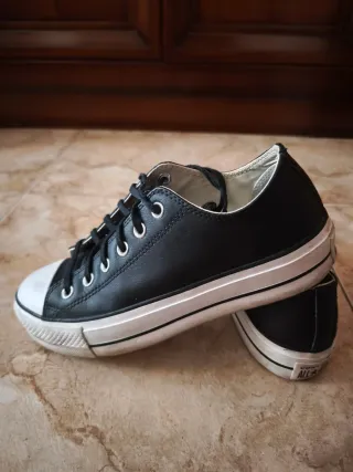 Converse Piel Negra Plataforma